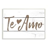 The Stupell Home Décor Collection Rustic Minimal Te Amo White Planked Spanish Typography Wall Plaque Art