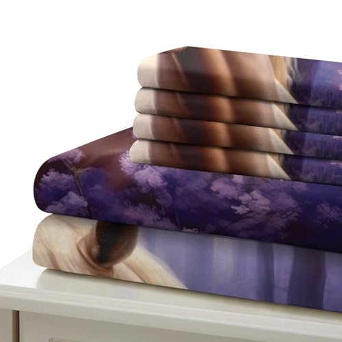 Parure de lit cheval blanc housse de couette 140x200 imprimée 3D