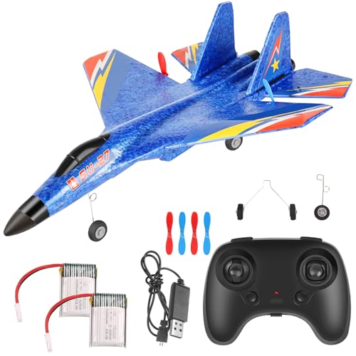 Liamostee RC Airplane Remote Control 2CH 2.4Ghz F22 Fighter Jet Toy Foam RC Plane with Lights 6-Axis Gyroscope For Kids (3+) Unisex