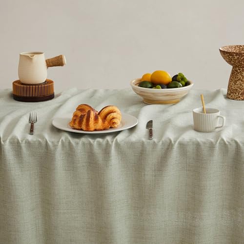 YZJZEDS Linen Tablecloth with Tassels, Farmhouse Style Green Tablecloth, Water Resistant Burlap Tablecloths for Square Table, 60x60 Inch Green by YZJZEDS - Used condition - Image 5