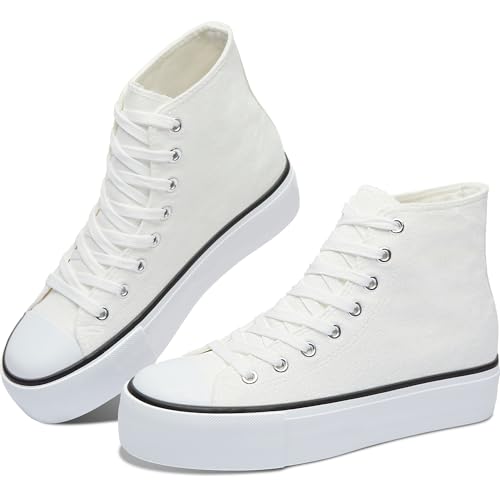 ALTOCIS Women's Comfortable Platform High Top Sneakers, Casual Mid Top Sneaker for Women, Cute Faux Suede Fashion Sneakers, Classic Lace Up Walking Shoes