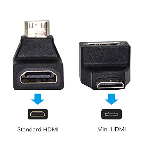 Adaptador Mini HDMI a HDMI Ángulo Derecho 90° 2 Unidades miniatura 2