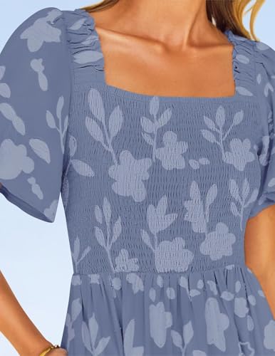 Image of ZESICA Wedding Guest Dresses for Women Summer 2026 Boho Floral Midi Dress Flowy Beach Vacation Graduation Long Dresses