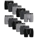 AND1 Mens Boxer Briefs - 12 Pack Sport Soft Performance Compression Underwear Boxers for Men with Contour Pouch, 6' Inseam, Size Small, Black/Charcoal Grey/Medium Grey