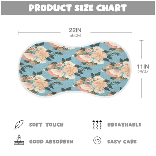 Kigai Flowers Burp Cloths for Baby 4-Layer Cotton Muslin Burping Cloths 22x11 inch Super Soft & Absorbent Spit Up Burp Rags for Newborn Boys Girls 1 Pack2