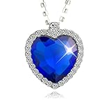 XIGAWAY Collar con colgante de corazón para mujer, gargantilla minimalista de cristal azul con corazón rojo, cadena de aleación galvanizada, joyería estética fresca de 45 cm, 1, Metal, Sin piedra