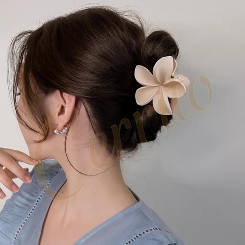 Image of Cerrito 6 Pcs Flower Hair Claw Clips for Women Girls - Large Strong Hold Clamps for Thick Thin Hair, Matte Nonslip, Neutral Floral Claw, Styling Small Hair Accessories, Ponytail Holder, Multicolor