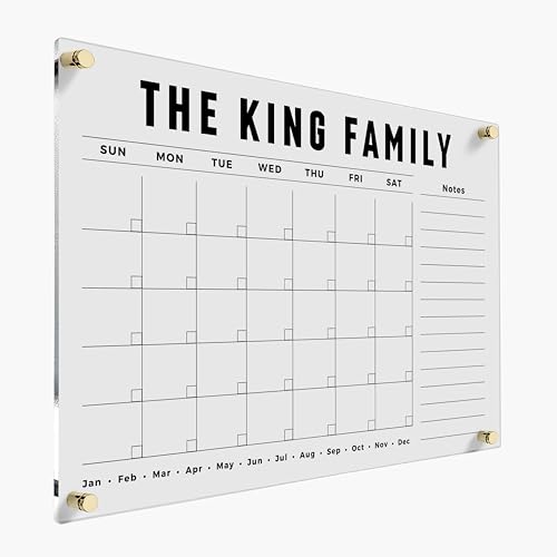 Acrylic Family Planner Large Personalized Calendar 2026 Dry Erase Board Command Center Monthly Planner Monthly and Weekly Acrylic Reusable Calendar 2026