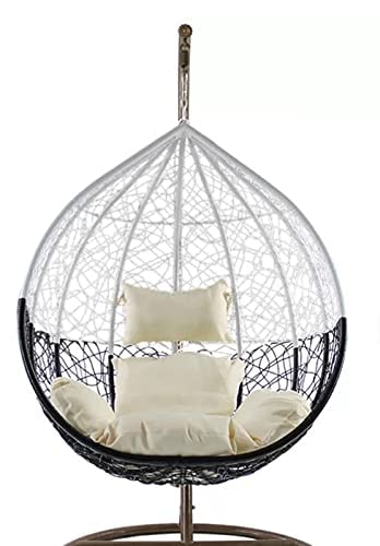 Image of Single Seater Swing Chair with Stand for Home & Cushion & Hook Outdoor Indoor | Balcony |Garden (Swing Black & White with Cushion White)