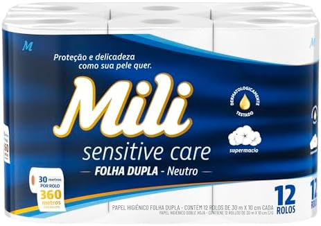 Mili Papel Higiênico Folha Dupla Sensitive Care Neutro, Picotado ...
