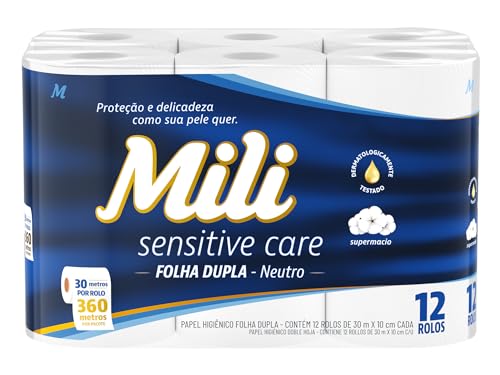 Mili Papel Higiênico Sensitive Care 30m Folha Dupla Neutro - 12 r...