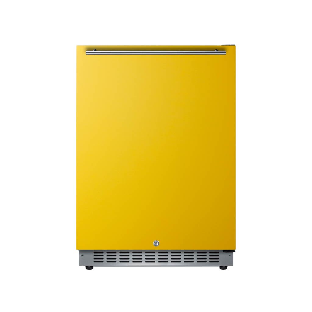 Summit 24" Built-In Refrigerator, 4.8 cu.ft., ADA Compliant, Undercounter, Yellow, Stainless Steel - AL54YLHD (Left Handed Door Swing) on Fridge.com