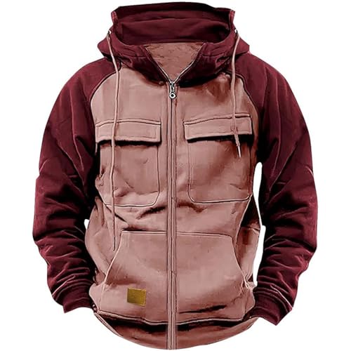Pull chaud homme à capuche style patchwork vêtement de mi-saison confortable