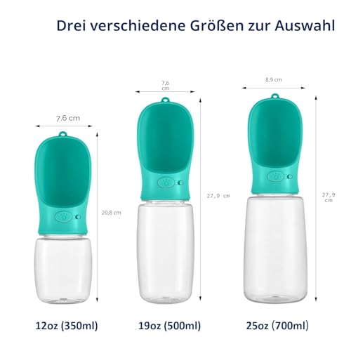 WePet Tragbare Hunde-Wasserflasche, 350 ml, Auslaufsicherer Trinknapf für Hunde – Praktisch für Spaziergänge, Wandern & Reisen – Aus lebensmittelechtem Kunststoff