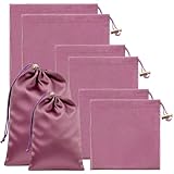 Toy Storage Bags, 6 Pcs Quality Satin Silk Drawstring Pouch Adjustable Microfiber Toy Organizer Bags Gift Bag Foldable Ditty Bag for Women Men Toys Underwear Sunglasses Cosmetic (3 Sizes Purple)