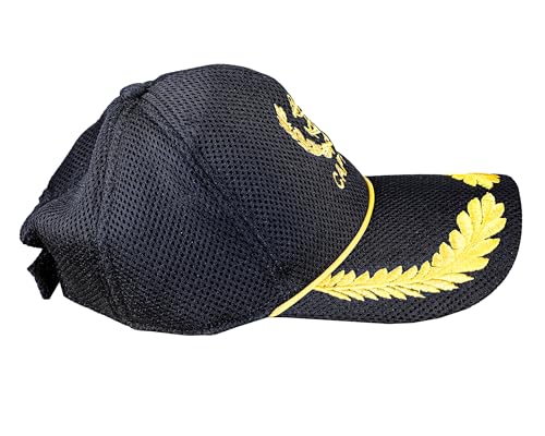 Image of Adjustable Caps | Uniform Accessory | Free Size Unisex Hat | Baseball Hats | Durable & Lightweight Comfortable Cap | Hat with Gold Embroidery Merchant Navy Cap