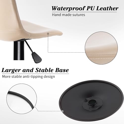 Image of Waleaf Adjustable Bar Stools Set of 2, Modern Faux Leather Swivel Barstools