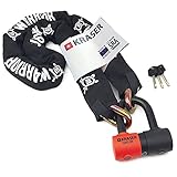 KRASER KR50150 Cadena Moto Antirrobo, Candado Disco Motocicleta Scooter Bicicleta Eléctrica, Kit Homologado SRA, Bloqueo Mini U Sólida Ø18, Alta Seguridad Parking Garaje, 150 cm Heavy Duty