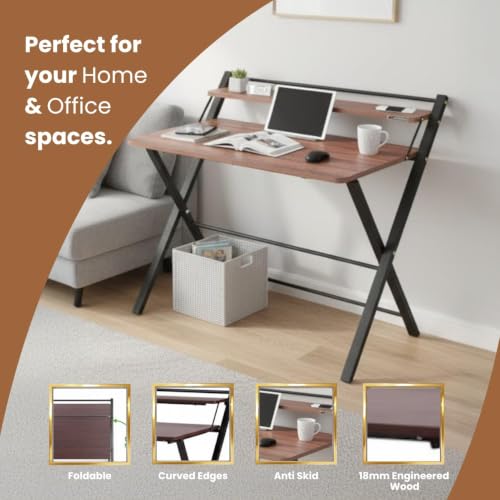 Image of InnoFur Meleti Folding Table for Home and Office /Folding Table for Study /Work from Home Table /Foldable Laptop Desk /Multipurpose Utility Table (Brown)