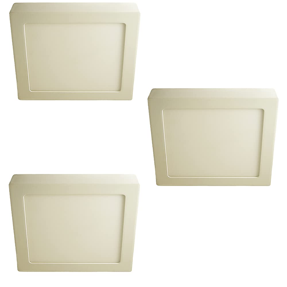 LED Decken- Wandleuchte Belina square im 3er Set Farbe weiß 3000K, 18Watt 1200lumen Leuchte energiesparende Lampe (22,5x22,5cm)
