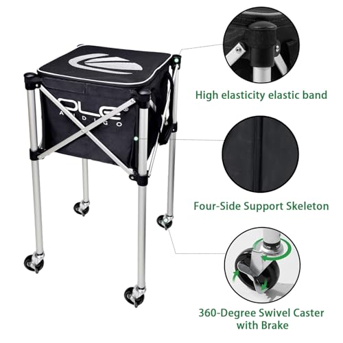 OLE ANDIGO Tennis Ball Hopper Ball Cart, Can Hold 165 Balls Tennis Basket, Foldable and Disassembled Comes Pickleball Hopper with Storage Bag,Suitable for Tennis/Pickleball/Baseball/Softball - Thumbnail 4
