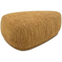 MAKLAINE 44" Rounded Triangle Cocktail Ottoman, Fully Upholstered Tweed, Mustard Yellow Finish, Oblong Shape, Durable Plywood Frame, Modern Accent Furniture for Living Room or Lounge Seating