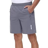 Rvinroo Pantaloncini Sportivi Uomo 8 Pollici con Tasca Zip - Tessuto Tecnico Asciugatura Rapida per Corsa, Palestra, Camminata Casual e Basket Leggero - Short Allenamento Traspirante Grey M