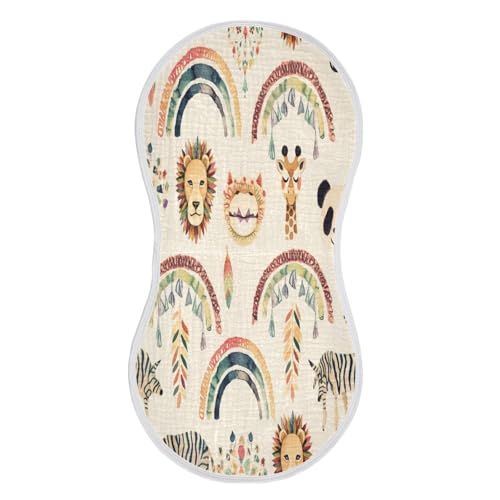 Kigai Boho Animals Baby Burp Cloths Extra Soft and Absorbent Burping Rags Cotton Burping Clothes Baby Washcloths for Newborn Boys Girls - 1 Pack
