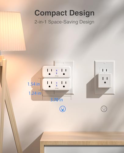 Image of 15A Dual Smart Plug 4 Pack, GHome Smart Plugs that Work with Alexa and Google Home, 2-in-1 Compact Smart Outlet Timer with APP Remote Control, 2.4GHz Wi-Fi Only, No Hub Required, FCC Listed