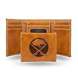 Rico Industries NHL Hockey Buffalo Sabres Brown Laser Engraved Faux Leather Trifold