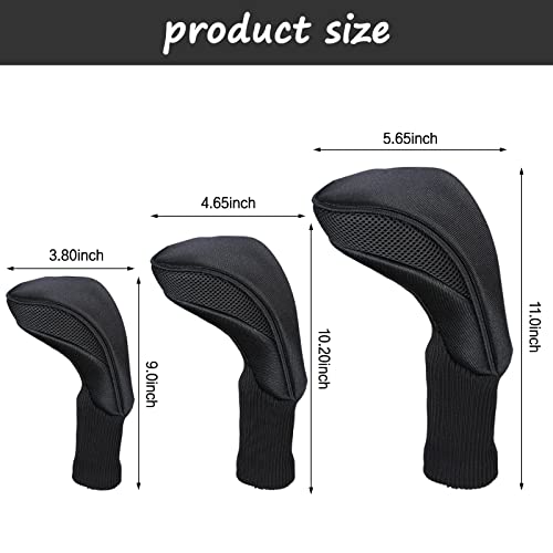 Trendbox Golf Head Cover, 3pc Set Golf Wood Club Headcovers with Interchangeable No. Tag Novelty Durable Protective Case Fit Woods Clubs - Image 3