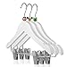 Hangerworld 12 Perchas de Madera Blanca 30cm para Ropa Infantil Pinzas de Metal para Pantalones Decorada con Animalitos