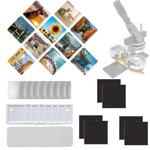 Kühlschrankmagnet-Hersteller-Set, 500 Stück, quadratisch, DIY-Kühlschrank-Magnetzubehör, 50 mm Knopfmaschine für Bastelprojekte