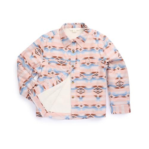 ELY CATTLEMAN Girl's Aztec Print Flannel Western Shacket with Sherpa Lining3