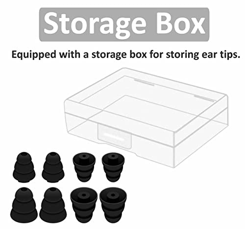 4ペア トリプルフランジ Shure SE215 Pro イヤーチップと互換性があり、ノイズ低減シリコン 2mm コネクタ穴付き イヤーチップ イヤホン Etymotic Research / Klipsch / Westoneと互換性あり - ブラック