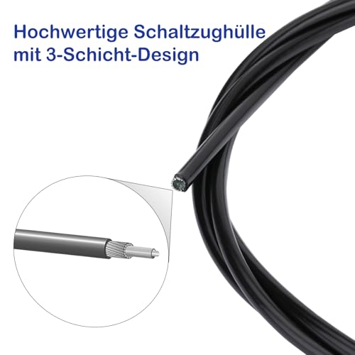 Fahrrad Schaltzug Set – 2m Schaltzughülle, 4 Schaltinnenzüge aus verzinktem Stahl, Endkappen & Zubehör – Kompatibel mit MTB, Rennrad… – Ansicht 4