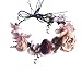 Adjustable Flower Headband Bridal Flower Crown Hair Wreath Floral Headpiece Halo Boho with Ribbon Wedding Party Festival Photos Brown by Vivivalue