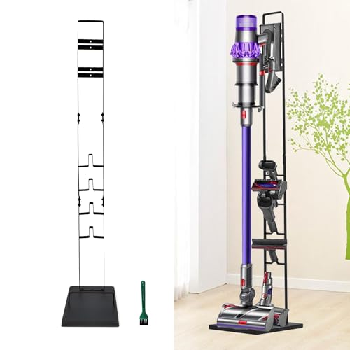 EZ SPARES Vacuum Stand,Vacuum Accessories Stable Metal Storage Bracket Holder Compatible with Dys Handheld V15 V11 V10 V8 V7 V6 Cordless Vacuum Cleaners(Black)