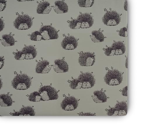 Image of Oilo Crib Sheet, Breathable 100% Turkish Cotton Fitted Jersey, 300 Thread Count, Machine Washable, Fits Standard Crib (28 inch x 52 inch x 6 inch), Toddler Bedding, Girl, Boy, & Neutral Nursery Design, Hedgehog