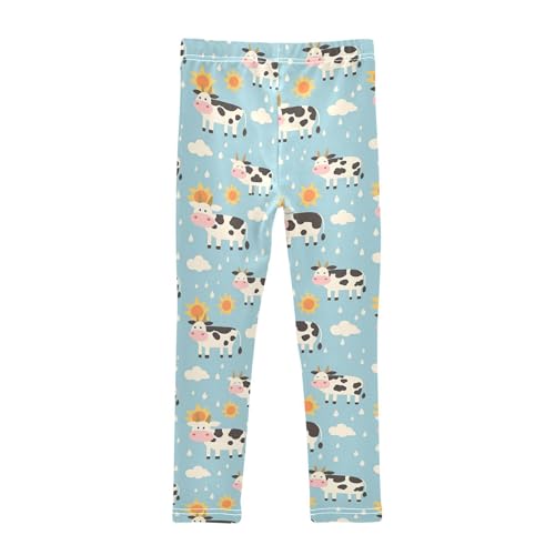 Cute Cow Girls' Leggings Toddler Doodles Clouds Rain Kids Yoga Pants Dance Active Tights 4T2