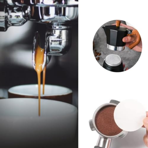 Image of 100pcs 58mm Round White Espresso Paper Filters for Portafilter & Moka Pot | Traps fine powder for richer crema, prevents splashing, ensures even extraction, protects filter screen, disposable.