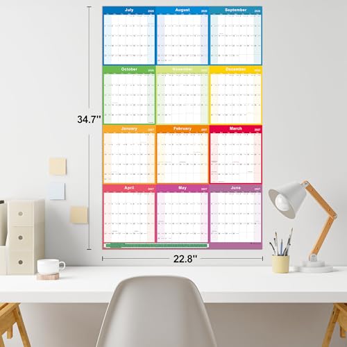 Calendario anual de pared 2026-2027 para organizar el despacho en casa y la oficina XL 3