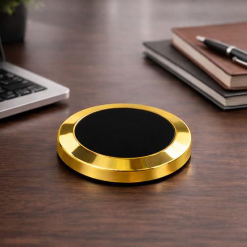 Image of Giftana Paper Weight for Office Table, Metal Paper Weight for Doctors Table, Gold Round Paperweight Showpiece Gift for Men & Women, Corporate Gift for Employees