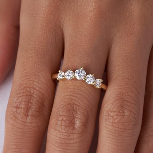 Moissanite Eternity Rings Wedding Bands Engagement Rings D Color VVS1 Clarity Round Brilliant Cut 925 Sterling Silver 5 Stones Stackable Anniversary Band Rings for Women4