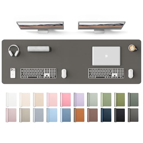 Image of YSAGi Leather Desk Protector, Office Mat, Large Mouse Mat, Non-Slip PU Leather Blotter, Laptop Desk Mat, Waterproof Writing Pad for Office and Home(Dark Grey, 63 inch x 17.2 inch)