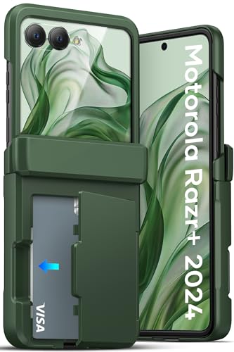 ATATOO Coque pour Motorola Razr+ Plus 2024, porte-cartes intégré (stockez 3 cartes), protection à charnière et protecteur d'écran HD, protection de qualité...