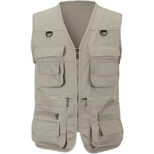 Gilet de pêche multi-poches homme veste sport plein air sans manche