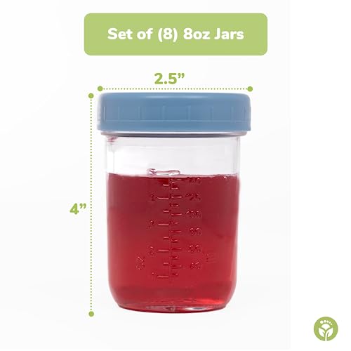 image for WeeSprout Glass Baby Food Storage Jars w/Lids (8 oz, 8 Pack Set) Snack