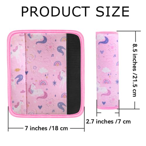 Image of Seat Belt Cover for Kids, Seat Belt Pad for Boys Girls, Car Seat Straps Shoulder Pads for Kids, Kid's Seat Belt Cushion, Shoulder Strap Pad, 1 Piece (Unicorn Love)