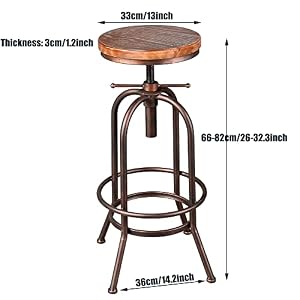 Set of 2 Industrial Bar Stool-Retro 26-32.3inch Swivel Stools-Extra Tall Kitchen Chair-Bar Counter Height Adjustable-Fully Welded (Copper 2PCS) Set of 2 Industrial Bar Stool Retro 26 323inch Swivel Stools Extra Tall Kitchen Chair Bar Counter Height Adjustable Fully Welded Copper 2PCS